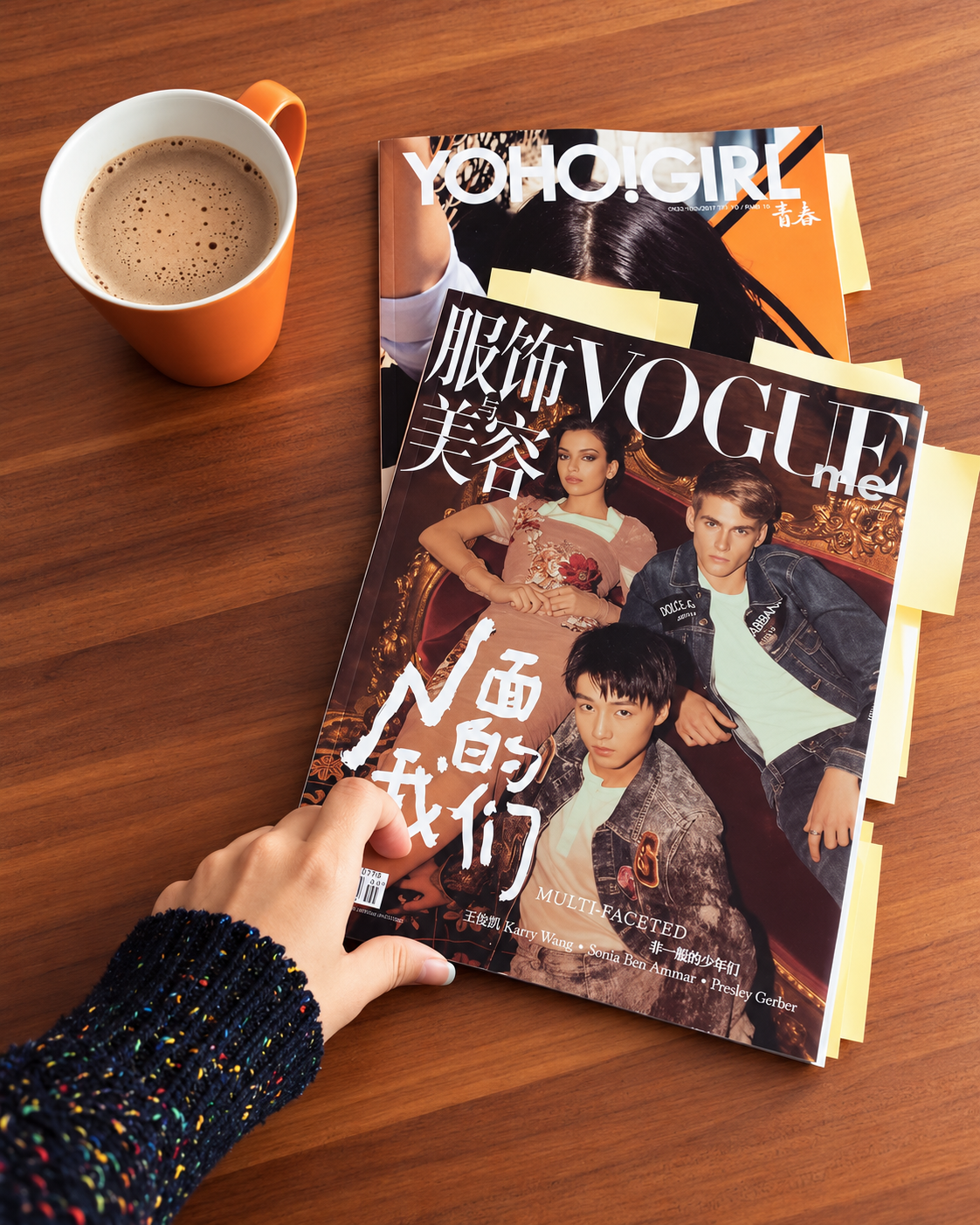 Rosi Ross exploring fashion magazines, including Vogue, for style inspiration, editorial photography, fashion trends, and creative ideas.