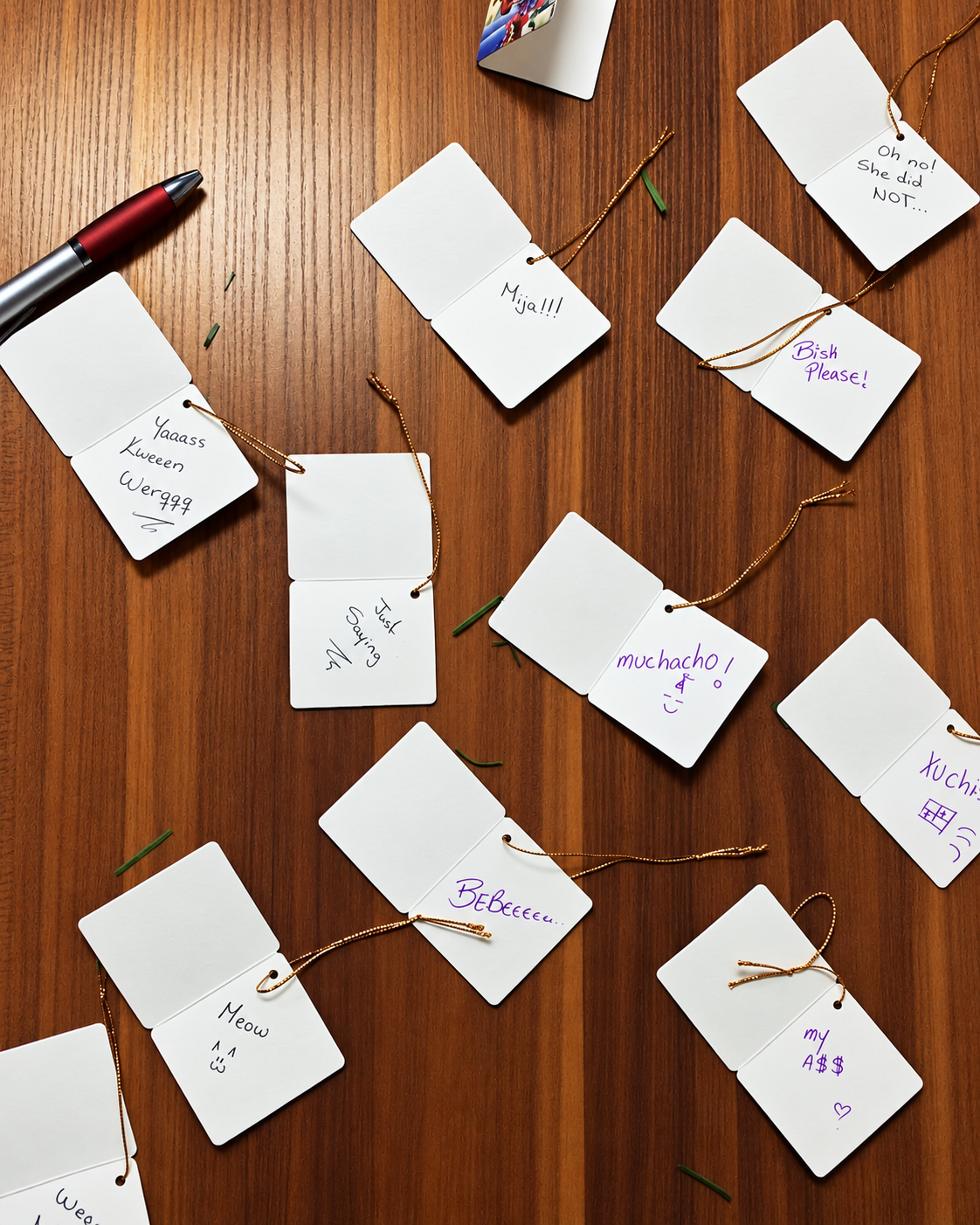 Handmade Christmas wish cards created by Rosi Ross in Shanghai as part of a personal holiday tradition for friends.