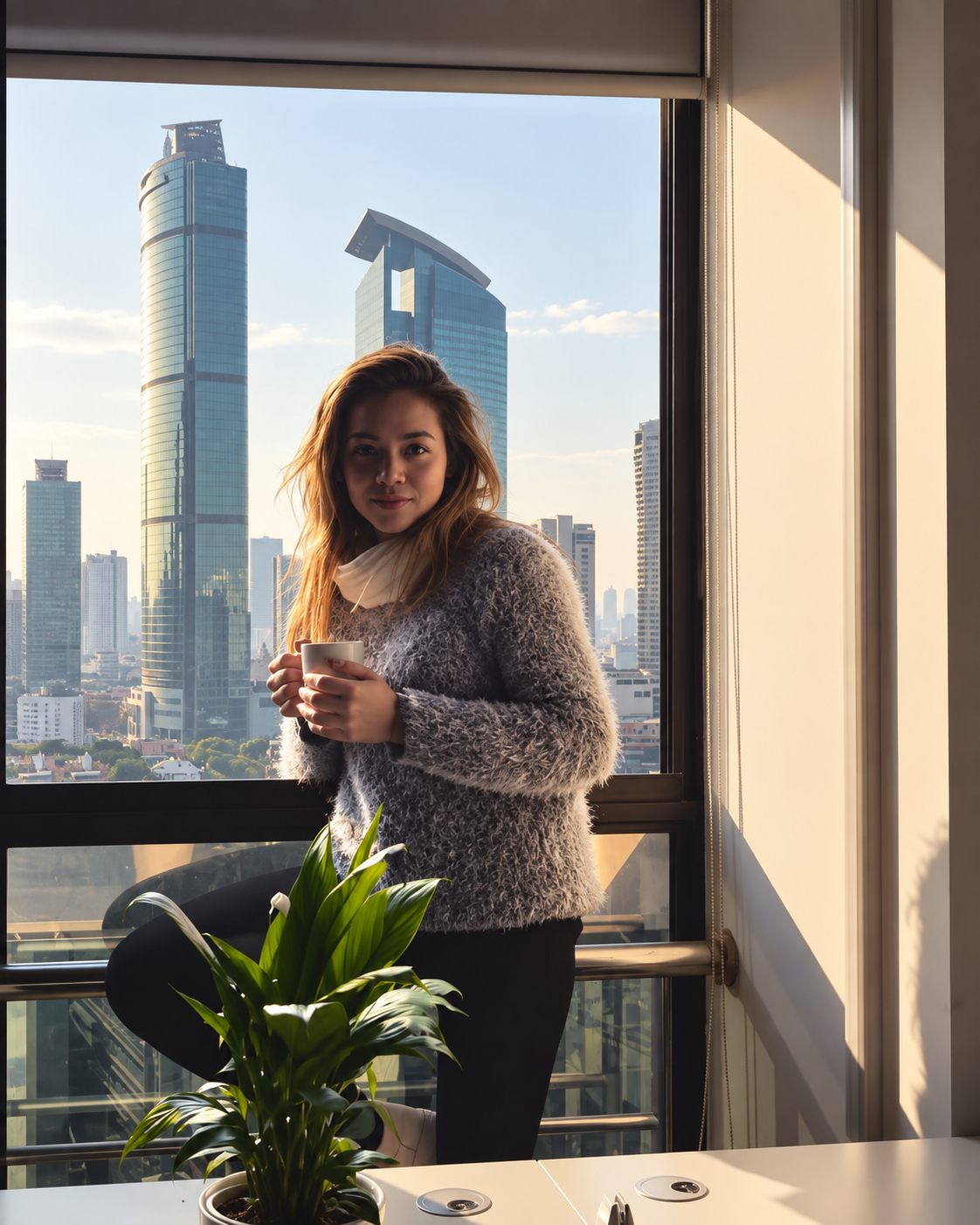 Rosi Ross wearing cozy winter clothing, featuring warm knitwear and layered fashion for dressing comfortably during colder weather.