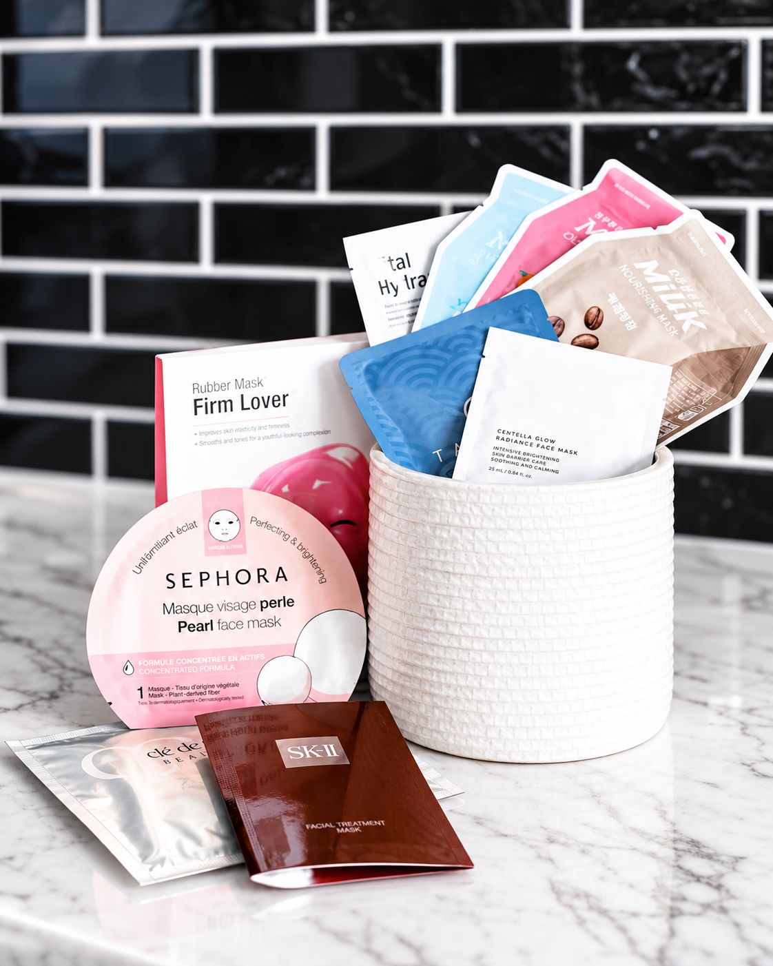 Rosi Ross curated facial skincare essentials featuring Sephora beauty products, sheet masks, and skincare treatments for an at-home facial routine.