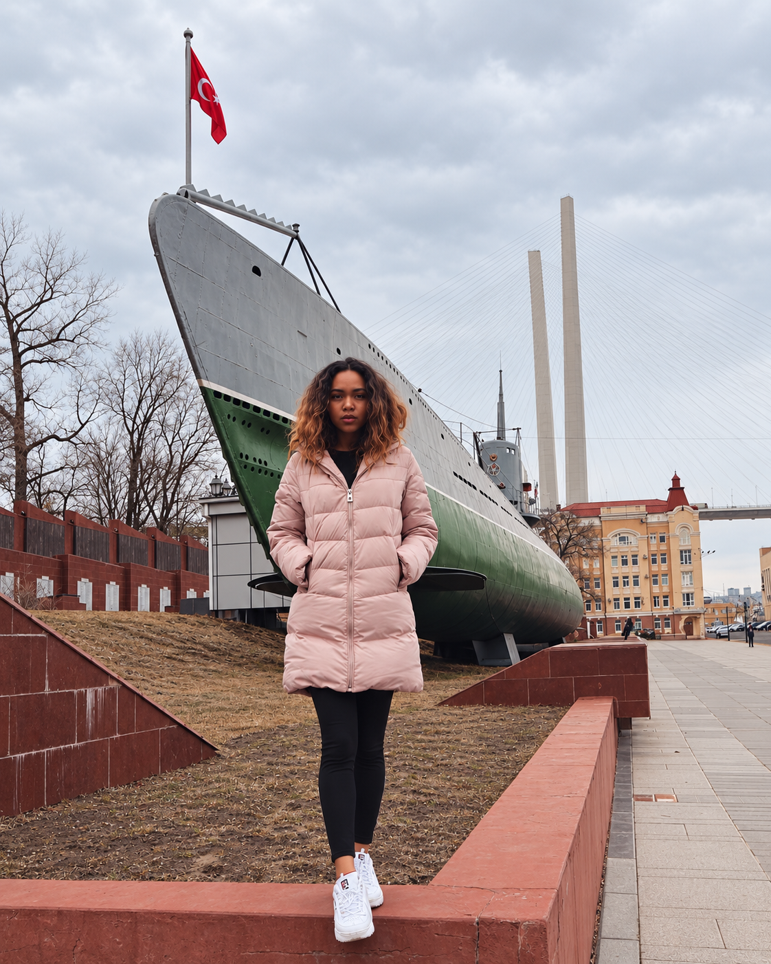Rosi Ross visiting the historic C-56 Submarine Museum on the Vladivostok waterfront in Russia&rsquo;s Far East.