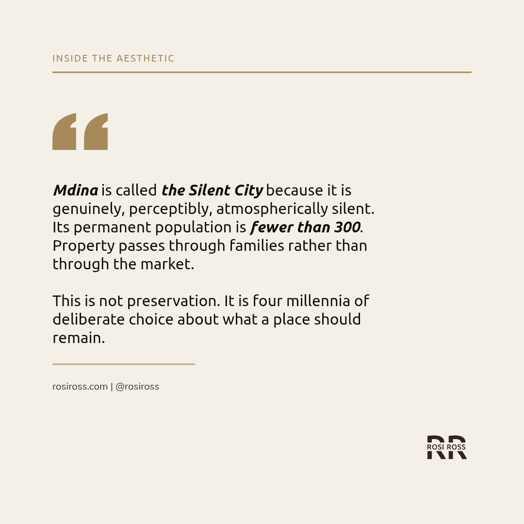 Rosi Ross quote about Malta luxury travel, Valletta, Mdina, Gozo, Mediterranean heritage, historic architecture, cultural memory, and the enduring value of place.