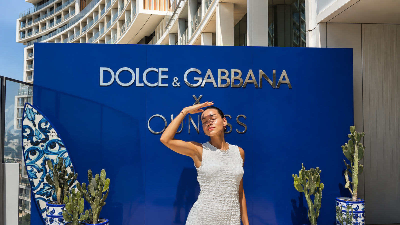 Rosi Ross editorial banner about Ounass and Dolce & Gabbana at Cloud 22 Atlantis The Royal Dubai, Carretto Siciliano design, luxury fashion, experiential retail, and Palm Jumeirah.