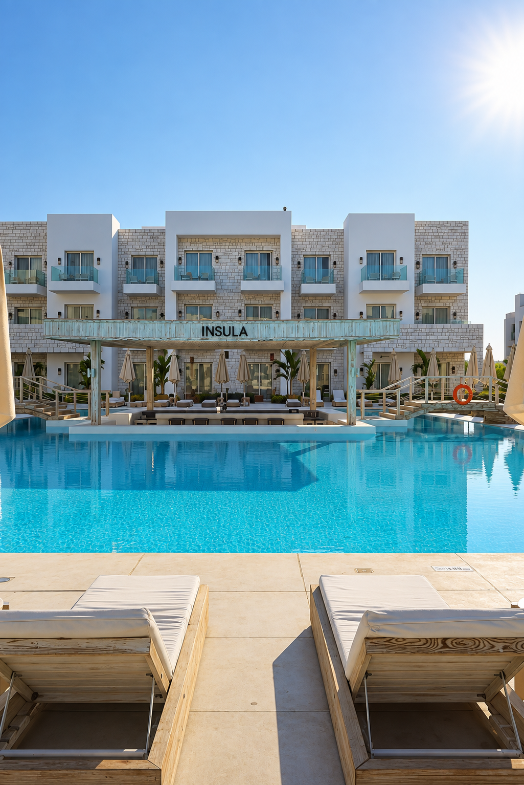 Tanoak Resort in Ain Sokhna featuring a tranquil swimming pool Luxury resort with swimming pool and sun loungers at Tanoak Resort in Ain Sokhna