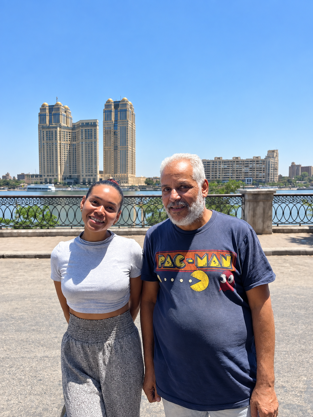 Rosi Ross and Ahmed Sr In Cairo Driver Ahmed father, and Rosi Ross at drop-off in Cairo after their drive to Ain Sokhna
