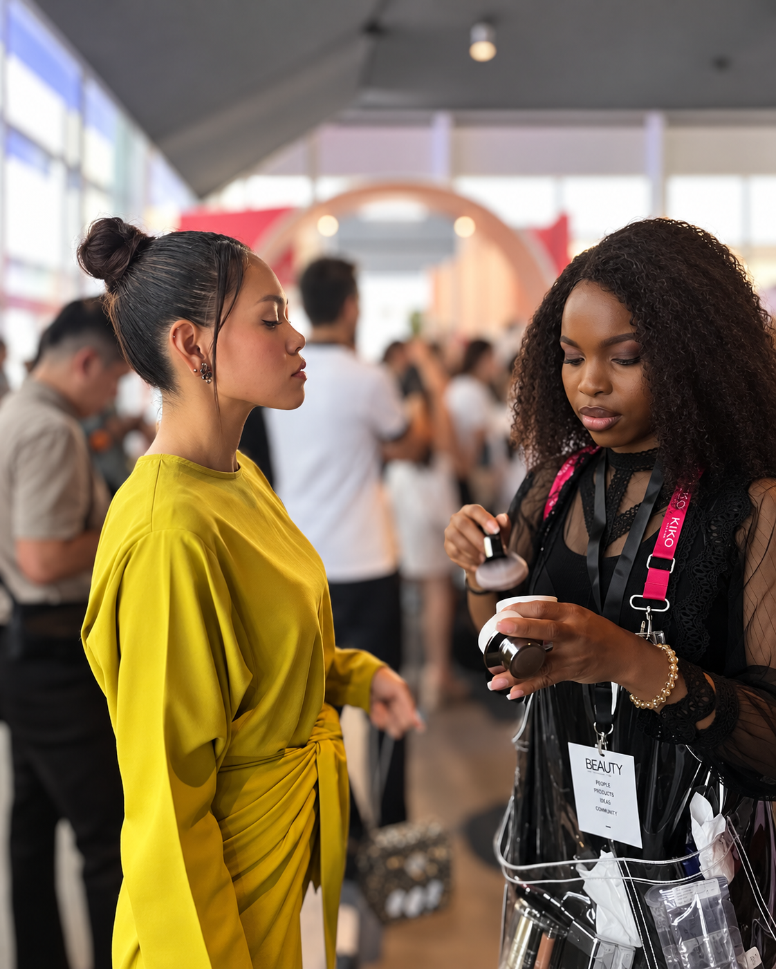 Rosi Ross waits for her makeup retouch at the KIKO Milano Retouch On Spot service during Dubai Fashion Week Rosi Ross waits for her makeup retouch at the KIKO Milano Retouch On Spot service during Dubai Fashion Week